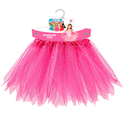 e-carnavalskleding-SYK Glitter tutu rok kort roze kinderen