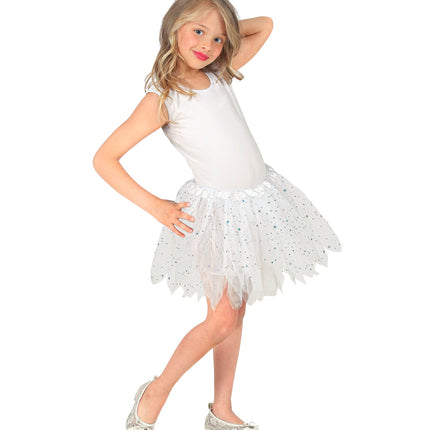e-carnavalskleding-SYK Glitter tutu rok kort wit kinderen