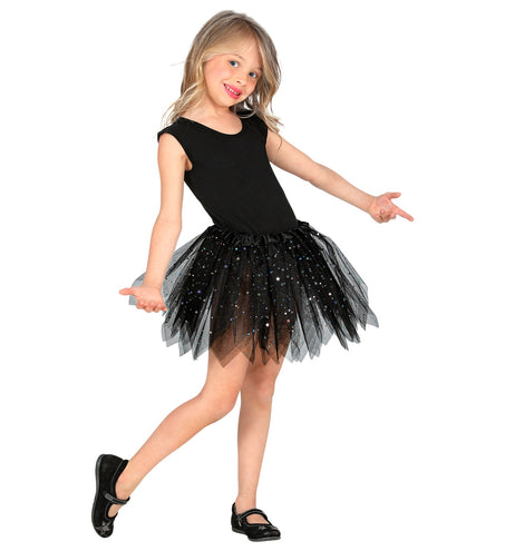e-carnavalskleding-SYK Glitter tutu rok kort zwart kinderen