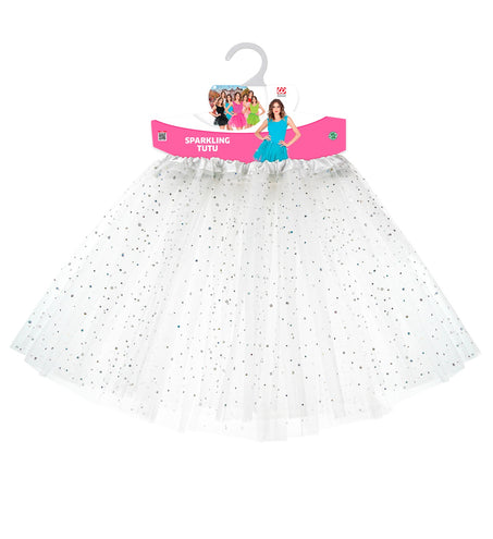 e-carnavalskleding-SYK Glitter tutu rok wit dames