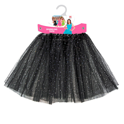 e-carnavalskleding-SYK Glitter tutu rok zwart dames