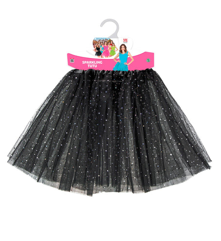 e-carnavalskleding-SYK Glitter tutu rok zwart dames