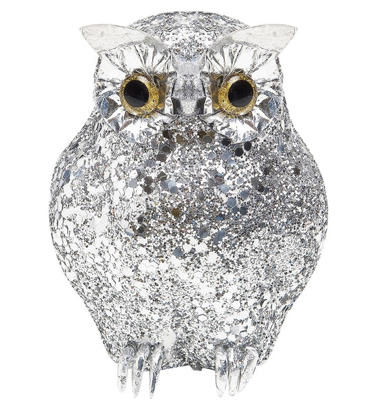 e-carnavalskleding-SYK glitter uil zilver 10x5cm