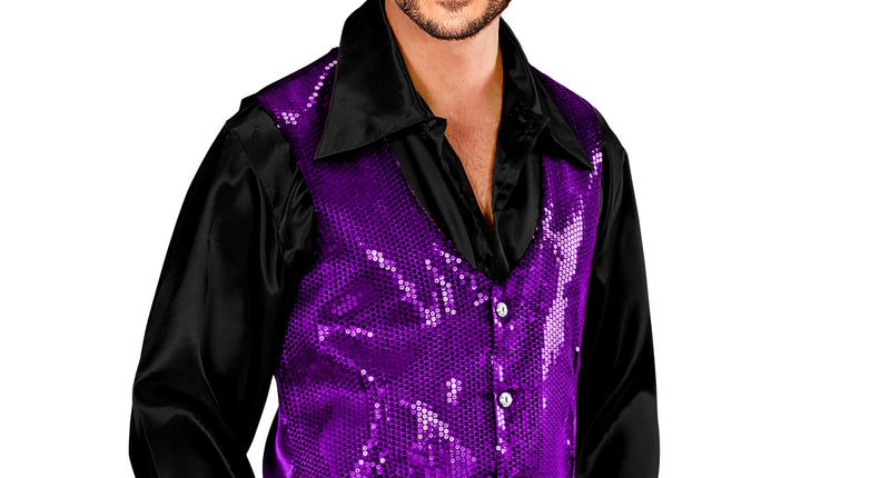 e-carnavalskleding-SYK Glitter vest paars pailletten