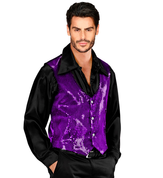 e-carnavalskleding-SYK Glitter vest paars pailletten