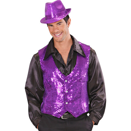 e-carnavalskleding-SYK Glitter vest paars pailletten