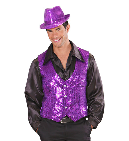 e-carnavalskleding-SYK Glitter vest paars pailletten