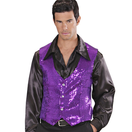 e-carnavalskleding-SYK Glitter vest paars pailletten