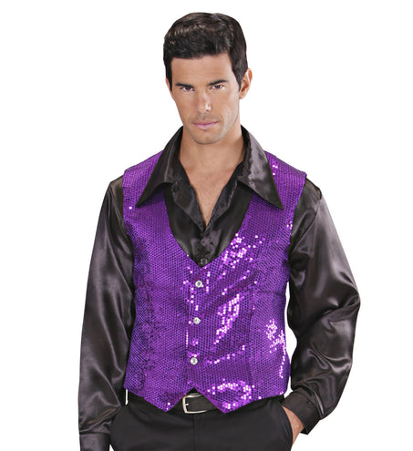 e-carnavalskleding-SYK Glitter vest paars pailletten
