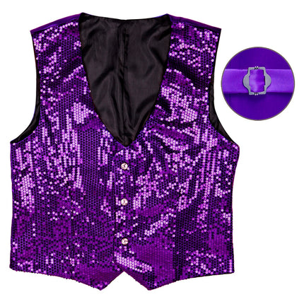 e-carnavalskleding-SYK Glitter vest paars pailletten