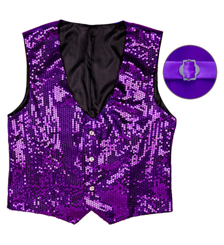 e-carnavalskleding-SYK Glitter vest paars pailletten