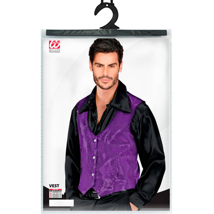 e-carnavalskleding-SYK Glitter vest paars pailletten