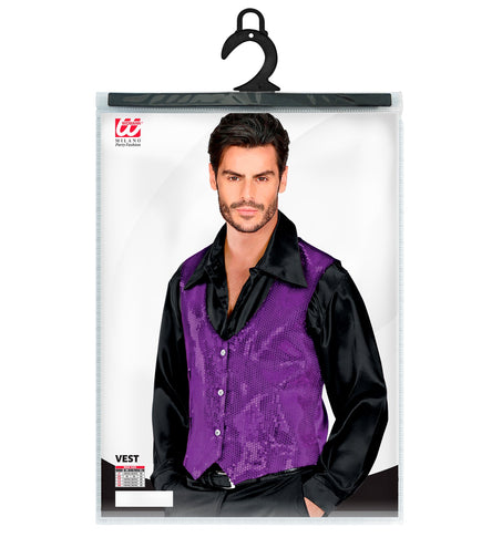 e-carnavalskleding-SYK Glitter vest paars pailletten
