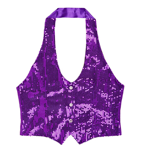 e-carnavalskleding-SYK Glitter vest paars pailletten dames