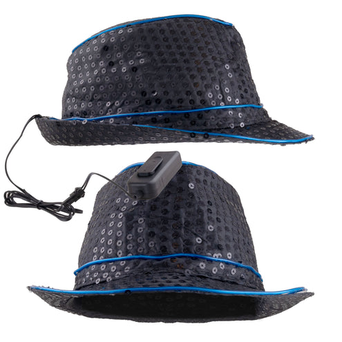 e-carnavalskleding-SYK Glitterhoed pailleten met licht blauw