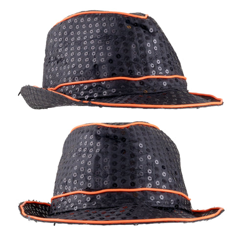 e-carnavalskleding-SYK Glitterhoed pailleten met licht oranje