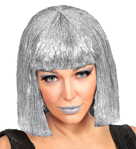 e-carnavalskleding-SYK Glitterpruik zilver Vegas