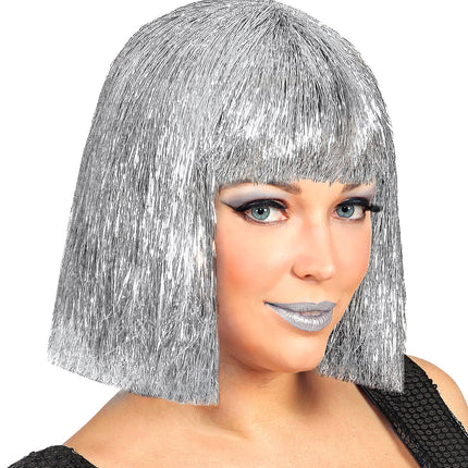 e-carnavalskleding-SYK Glitterpruik zilver Vegas