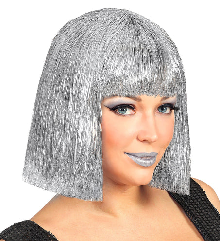 e-carnavalskleding-SYK Glitterpruik zilver Vegas