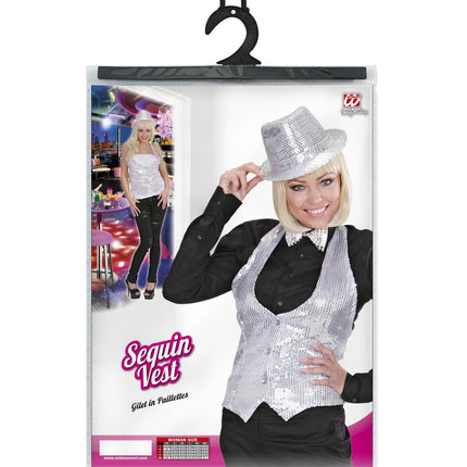 e-carnavalskleding-SYK Glittervest zilver pailletten