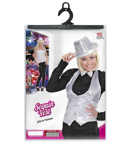 e-carnavalskleding-SYK Glittervest zilver pailletten