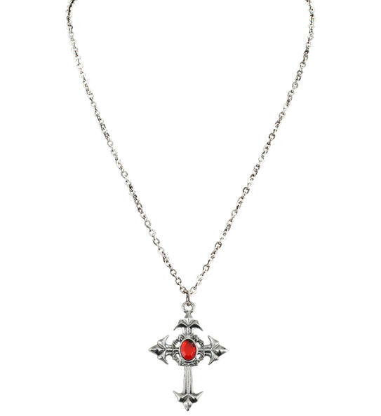 e-carnavalskleding-SYK gothic ketting met rode steen