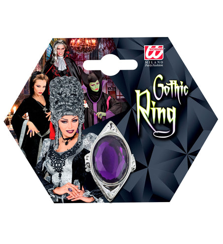 e-carnavalskleding-SYK Gotische ring met paarse gemsteen