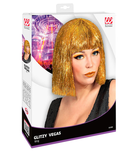 e-carnavalskleding-SYK Gouden glitter pruik Vegas