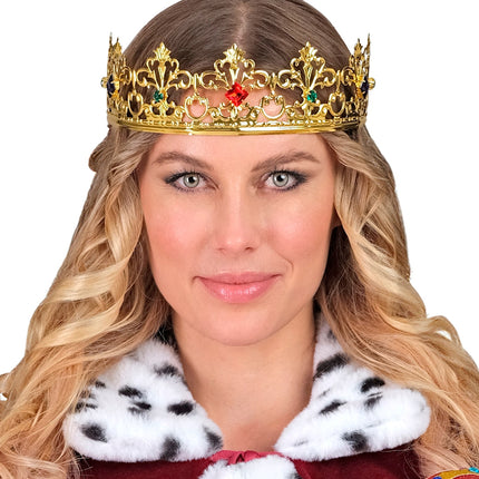 e-carnavalskleding-SYK Gouden kroon met stenen