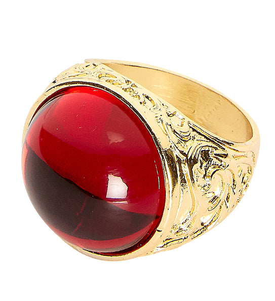 e-carnavalskleding-SYK Gouden ring met rode steen