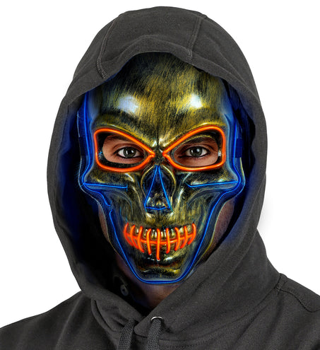 e-carnavalskleding-SYK Gouden schedel masker met gekleurd ledlicht
