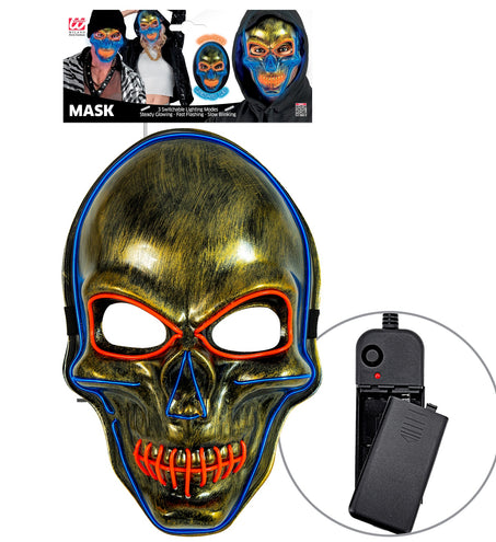 e-carnavalskleding-SYK Gouden schedel masker met gekleurd ledlicht