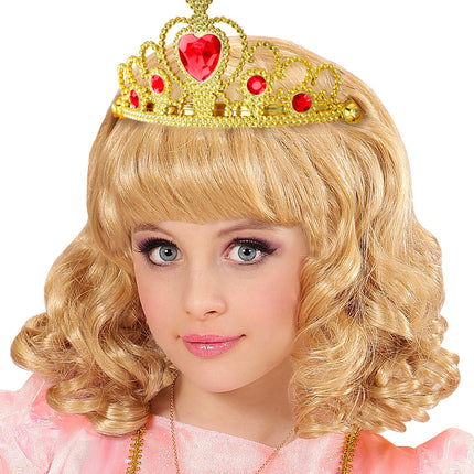 e-carnavalskleding-SYK Gouden tiara met rode stenen
