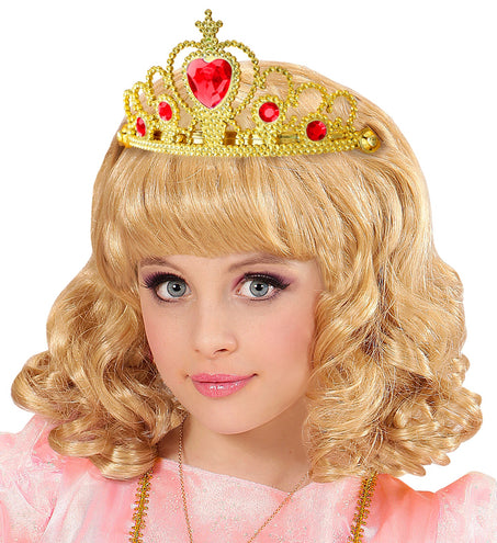 e-carnavalskleding-SYK Gouden tiara met rode stenen