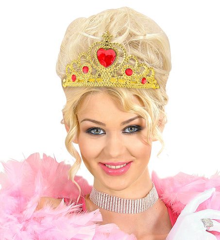 e-carnavalskleding-SYK Gouden tiara met rode stenen