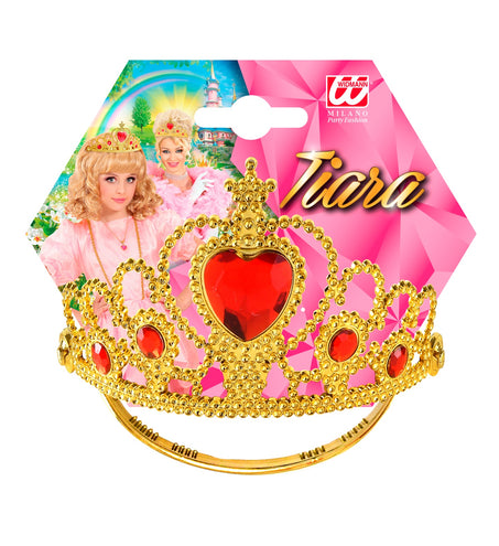 e-carnavalskleding-SYK Gouden tiara met rode stenen
