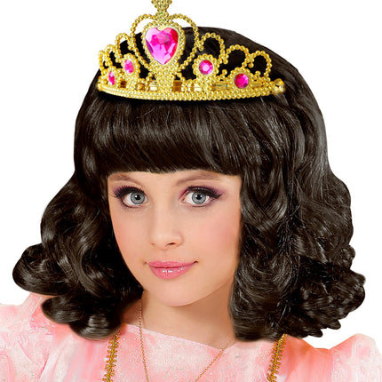 e-carnavalskleding-SYK Gouden tiara met roze steentjes