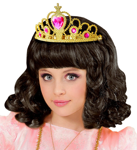 e-carnavalskleding-SYK Gouden tiara met roze steentjes