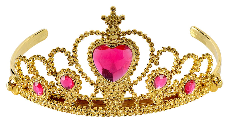e-carnavalskleding-SYK Gouden tiara met roze steentjes