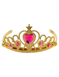 e-carnavalskleding-SYK Gouden tiara met roze steentjes
