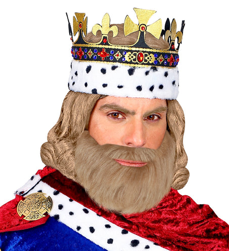 e-carnavalskleding-SYK Grijs bruine baard met snor