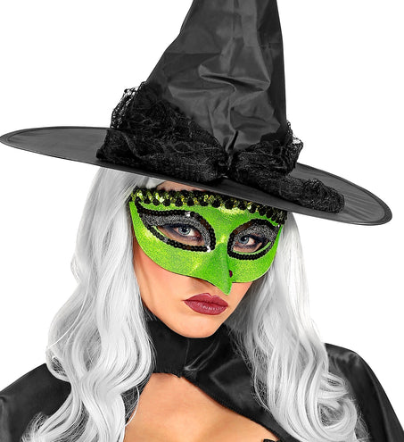 e-carnavalskleding-SYK Groen heksen oogmasker met wrat