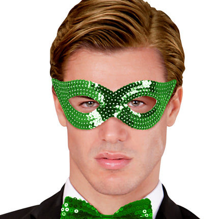 e-carnavalskleding-SYK Groen oogmasker pailletten