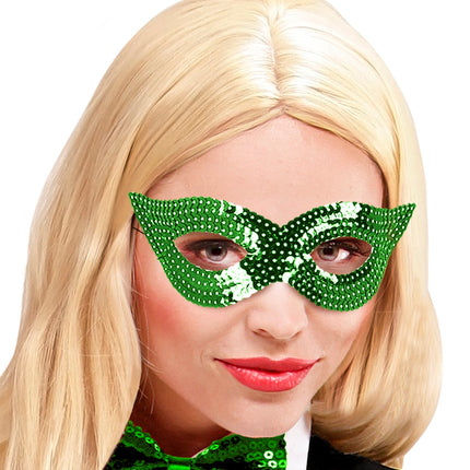 e-carnavalskleding-SYK Groen oogmasker pailletten