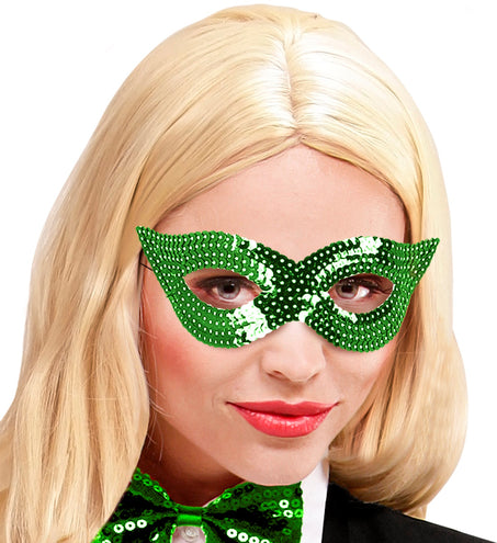 e-carnavalskleding-SYK Groen oogmasker pailletten