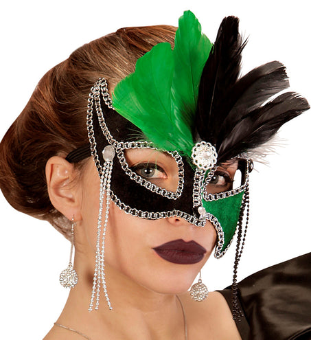e-carnavalskleding-SYK Groen zwart Ball masker