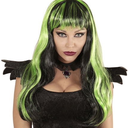 e-carnavalskleding-SYK Groen zwarte Halloween pruiken