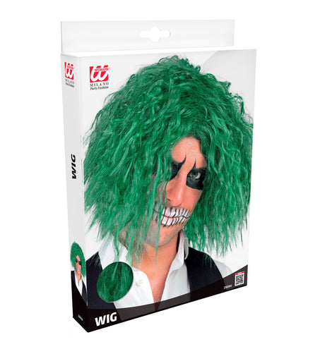 e-carnavalskleding-SYK Groene creepy Joker clownspruik