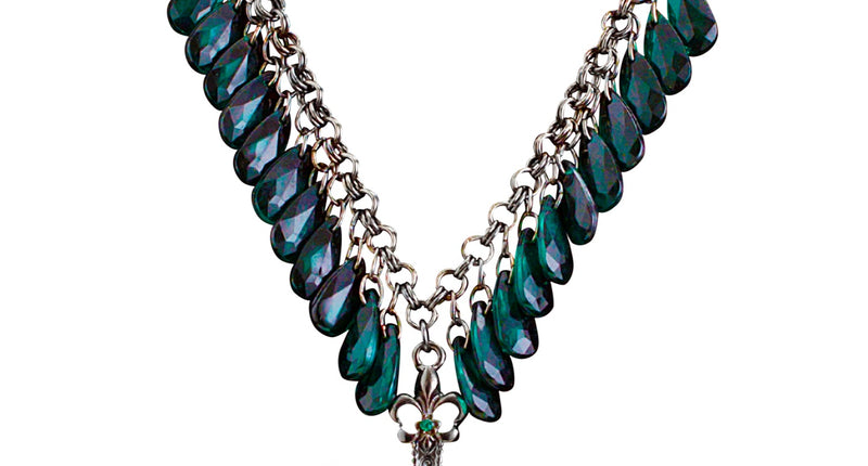 e-carnavalskleding-SYK Groene gothic ketting met kruis