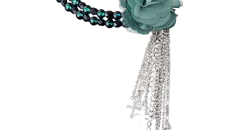 e-carnavalskleding-SYK Groene gothic ketting met roos